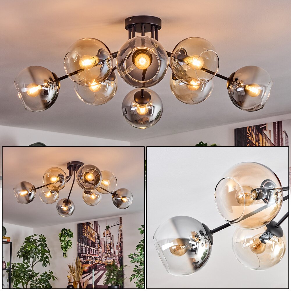 Koyoto Taklampa, kullampa 85 cm Amber, Klart, Rökfärger, 8-ljuskällor main product photo