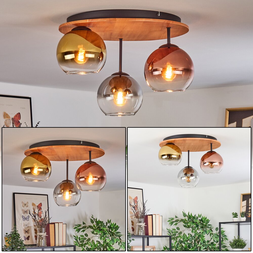 Koyoto Taklampa, kullampa 40 cm Naturfärger, Svart, 3-ljuskällor main product photo