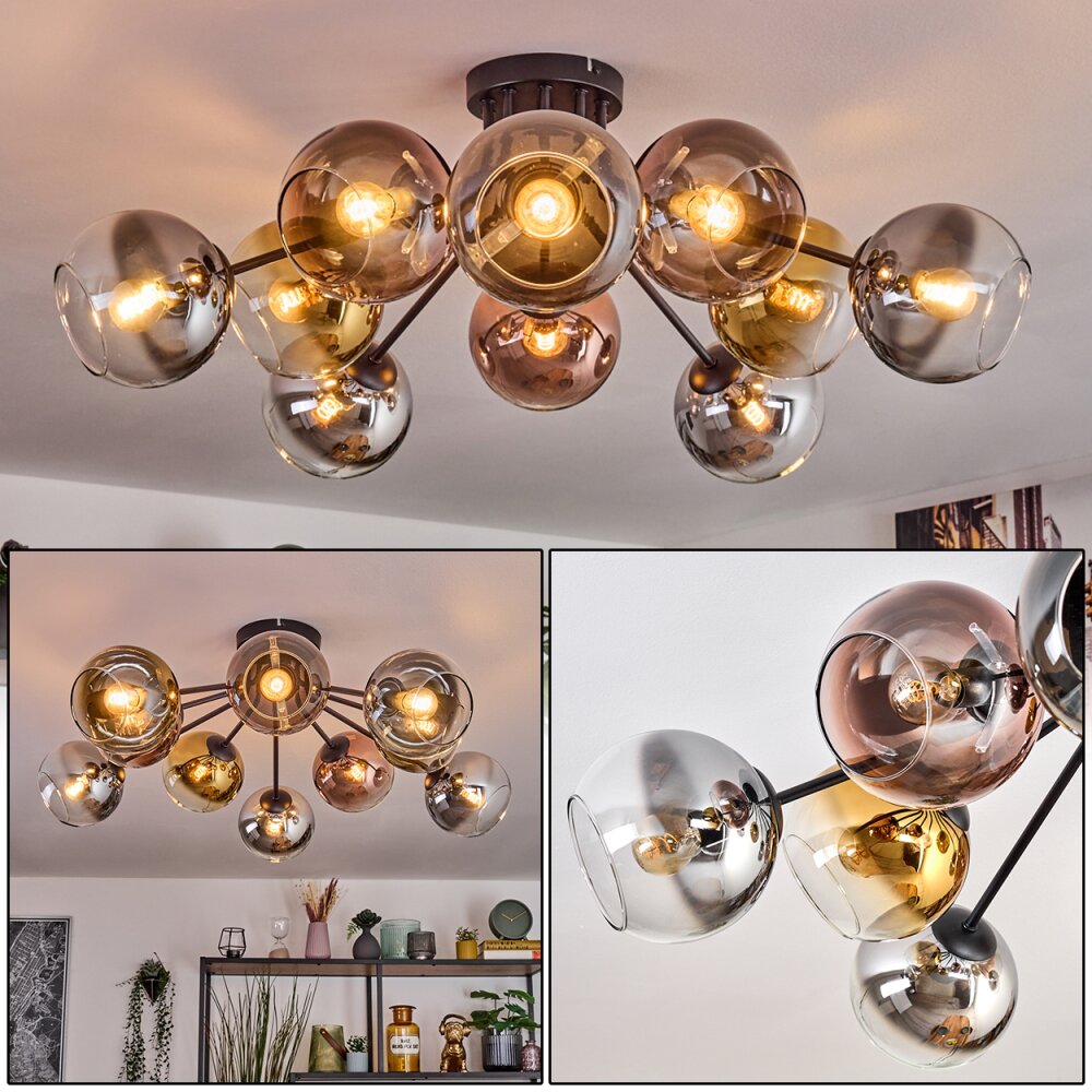 Koyoto Taklampa, kullampa 81 cm Guld, Klart, Kopparfärg, Rökfärger, 10-ljuskällor main product photo