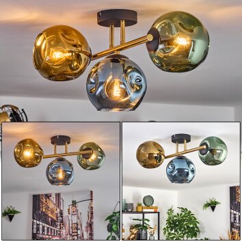 Ripoll Taklampa, kullampa Guld, Svart, 3-ljuskällor