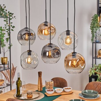 Ripoll Pendellampa, kullampa, Pendelbelysning Amber, Klart, Rökfärger, 6-ljuskällor