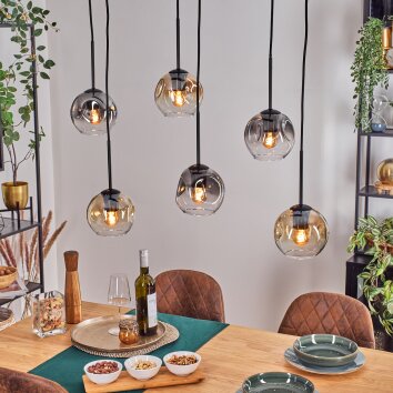 Ripoll Pendellampa, kullampa, Pendelbelysning Amber, Klart, Rökfärger, 6-ljuskällor