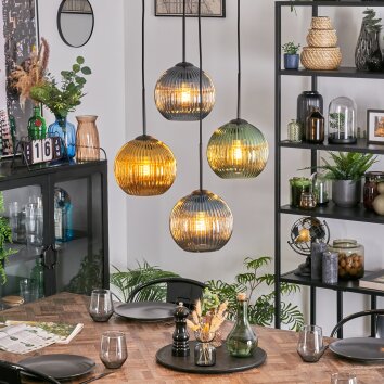 Koyoto Pendellampa, kullampa, Pendellampa Cluster Blå, Guld, Grön, 4-ljuskällor