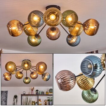 Koyoto Taklampa, kullampa 85 cm Blå, Guld, Grön, Kopparfärg, 10-ljuskällor