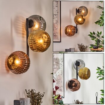 Ripoll kullampa, Vägglampa Guld, Kopparfärg, Rökfärger, 3-ljuskällor
