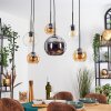Koyoto Pendellampa, kullampa, Pendelbelysning Amber, Krom, Klart, Rökfärger, 6-ljuskällor