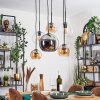 Koyoto Pendellampa, kullampa, Pendelbelysning Amber, Krom, Klart, Rökfärger, 6-ljuskällor