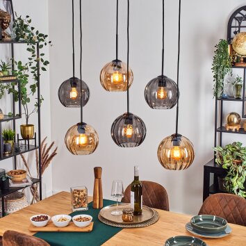 Koyoto Pendellampa, kullampa, Pendelbelysning Amber, Rökfärger, 6-ljuskällor