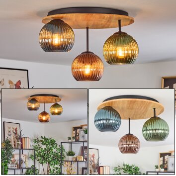 Koyoto Taklampa, kullampa Naturfärger, Svart, 3-ljuskällor