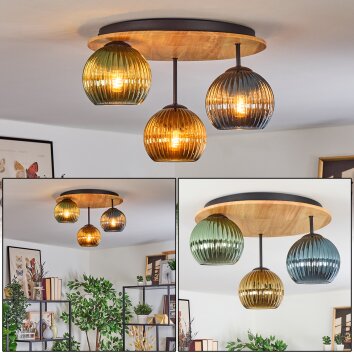 Koyoto Taklampa, kullampa Naturfärger, Svart, 3-ljuskällor