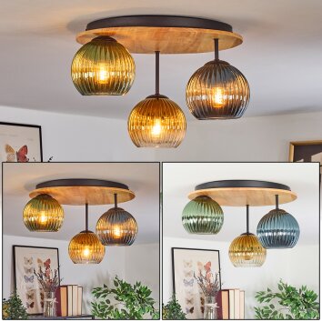 Koyoto Taklampa, kullampa Naturfärger, Svart, 3-ljuskällor