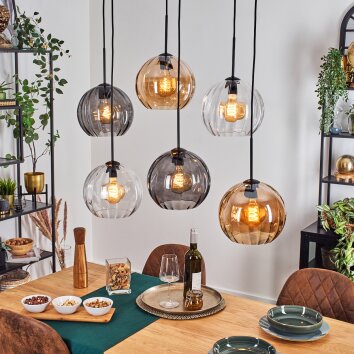Koyoto Pendellampa, kullampa, Pendelbelysning Amber, Klart, Rökfärger, 6-ljuskällor