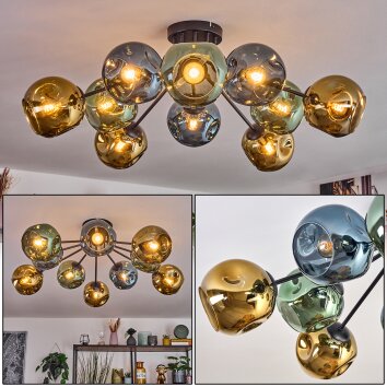 Ripoll Taklampa, kullampa Blå, Guld, Grön, 10-ljuskällor