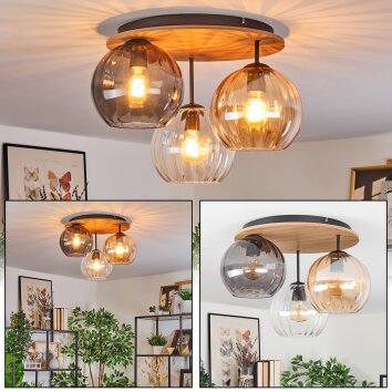 Koyoto Taklampa, kullampa Naturfärger, Svart, 3-ljuskällor