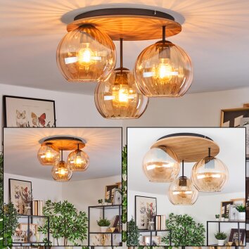 Koyoto Taklampa, kullampa Naturfärger, Svart, 3-ljuskällor