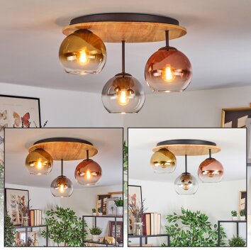 Koyoto Taklampa, kullampa Naturfärger, Svart, 3-ljuskällor