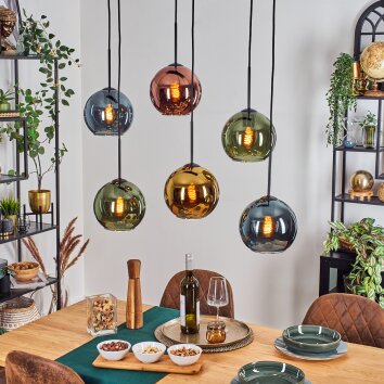 Koyoto Pendellampa, kullampa, Pendelbelysning Blå, Guld, Grön, Kopparfärg, 6-ljuskällor