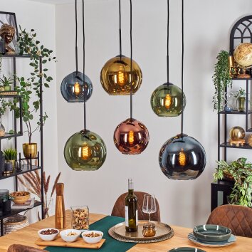 Koyoto Pendellampa, kullampa, Pendelbelysning Blå, Guld, Grön, Kopparfärg, 6-ljuskällor