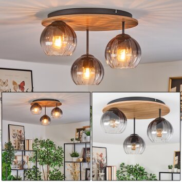 Koyoto Taklampa, kullampa Naturfärger, Svart, 3-ljuskällor