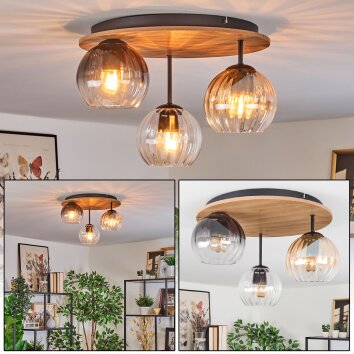 Koyoto Taklampa, kullampa Naturfärger, Svart, 3-ljuskällor