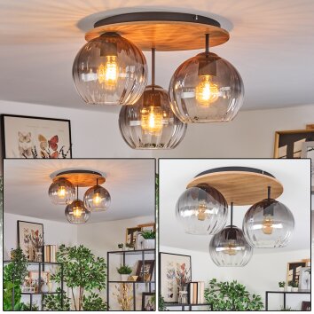 Koyoto Taklampa, kullampa Naturfärger, Svart, 3-ljuskällor
