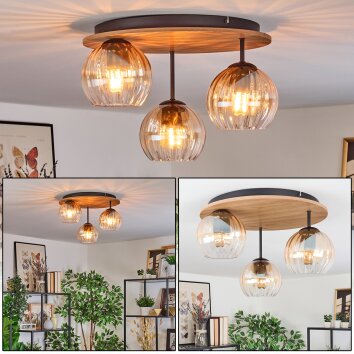 Koyoto Taklampa, kullampa Naturfärger, Svart, 3-ljuskällor