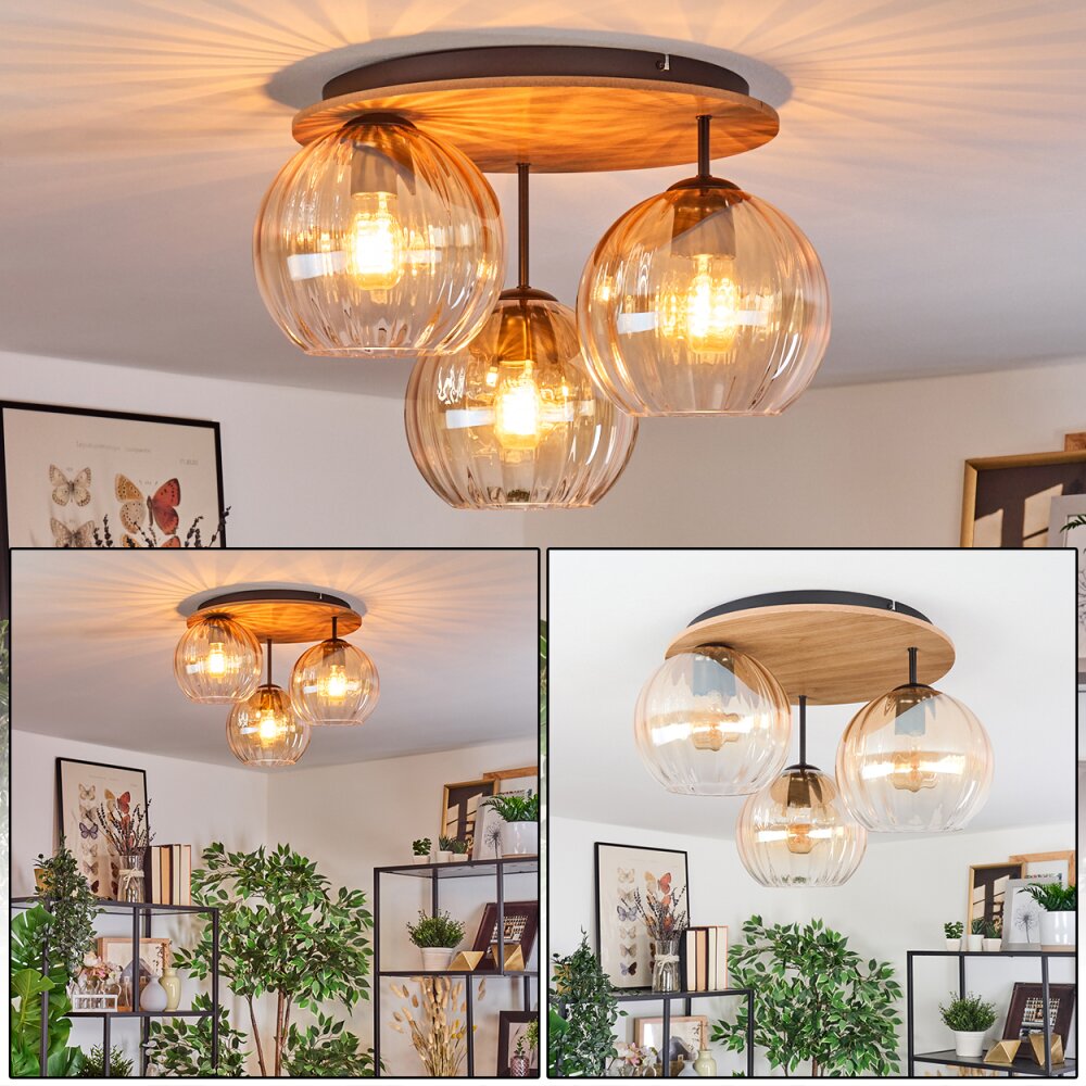Koyoto Taklampa, kullampa Naturfärger, Svart, 3-ljuskällor main product photo