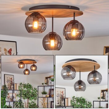 Koyoto Taklampa, kullampa Naturfärger, Svart, 3-ljuskällor