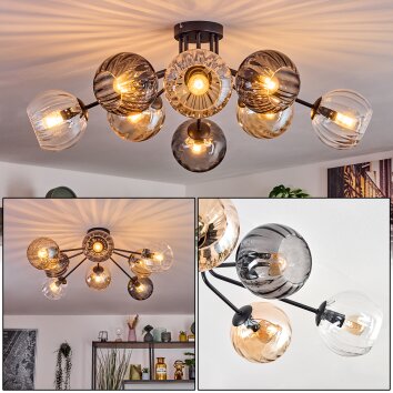 Koyoto Taklampa, kullampa 85 cm Amber, Klart, Rökfärger, 8-ljuskällor