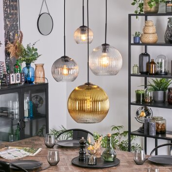 Koyoto Pendellampa, kullampa, Pendellampa Cluster Amber, Guld, Klart, Rökfärger, 4-ljuskällor