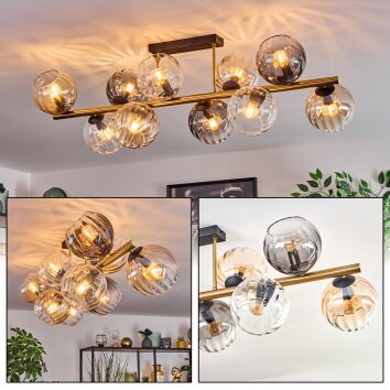 Koyoto Taklampa, kullampa Guld, Svart, 10-ljuskällor