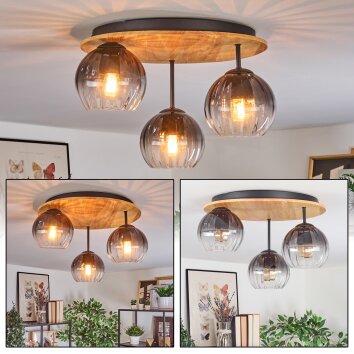 Koyoto Taklampa, kullampa 40 cm Naturfärger, Svart, 3-ljuskällor