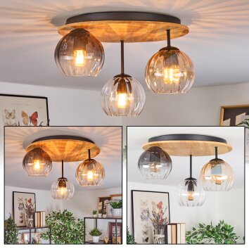 Koyoto Taklampa, kullampa Naturfärger, Svart, 3-ljuskällor