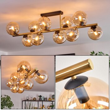 Gastor Taklampa, kullampa Guld, Svart, 10-ljuskällor
