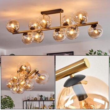 Gastor Taklampa, kullampa Guld, Svart, 10-ljuskällor