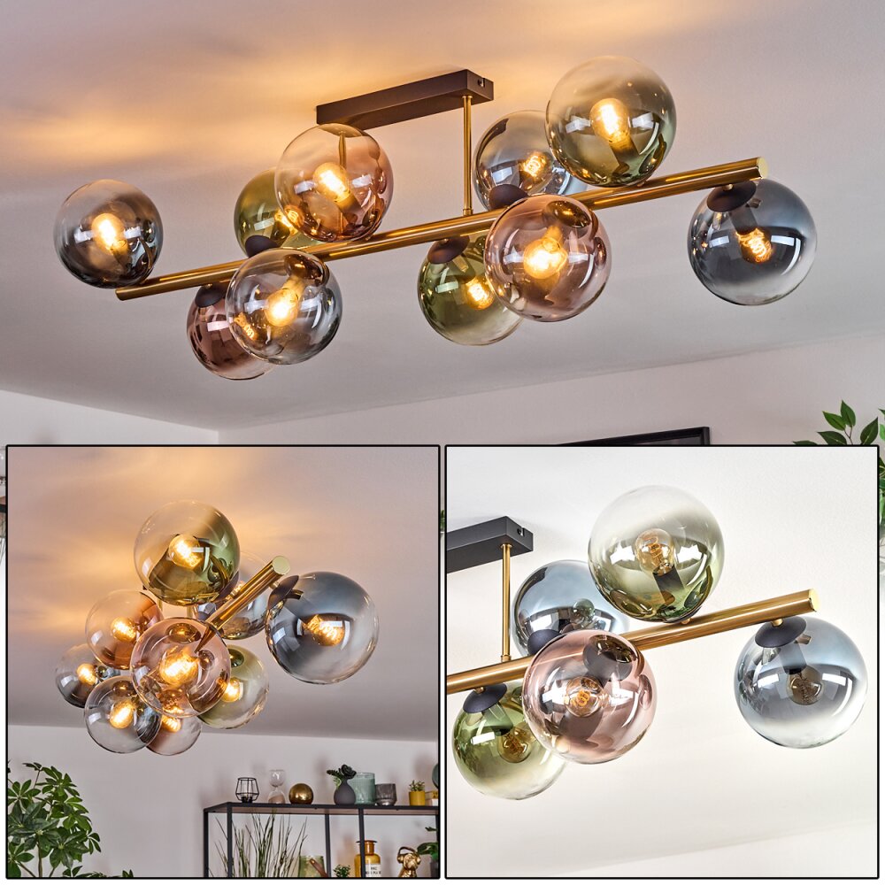 Gastor Taklampa, kullampa Guld, Svart, 10-ljuskällor main product photo