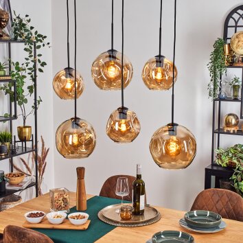 Ripoll Pendellampa, kullampa, Pendelbelysning Amber, 6-ljuskällor
