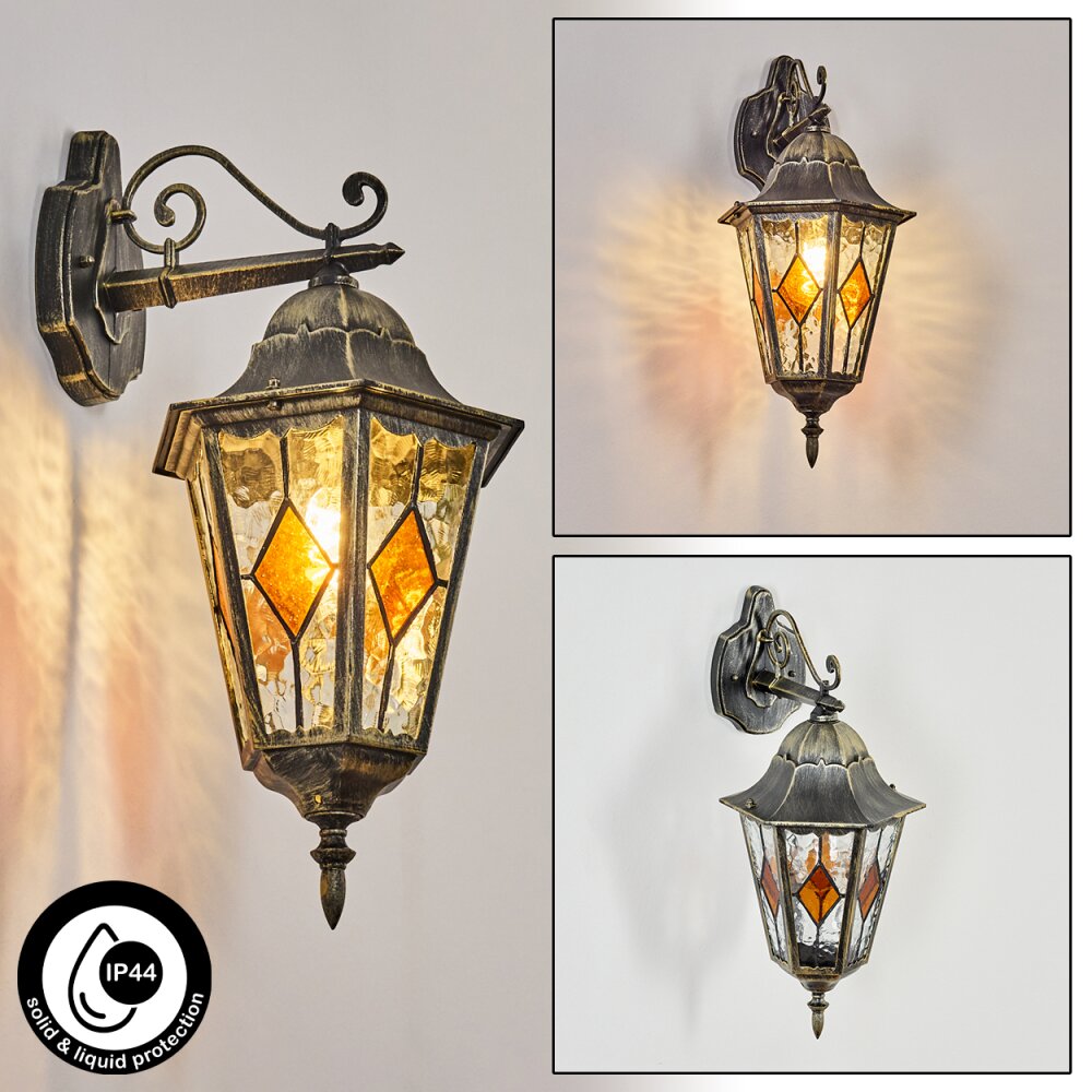 Hongkong vägglampa utomhus, Vägglampa Guld, Svart, 1-ljuskällor main product photo