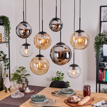 Gastor Pendellampa, kullampa, Pendelbelysning Amber, Krom, Klart, Rökfärger, 8-ljuskällor
