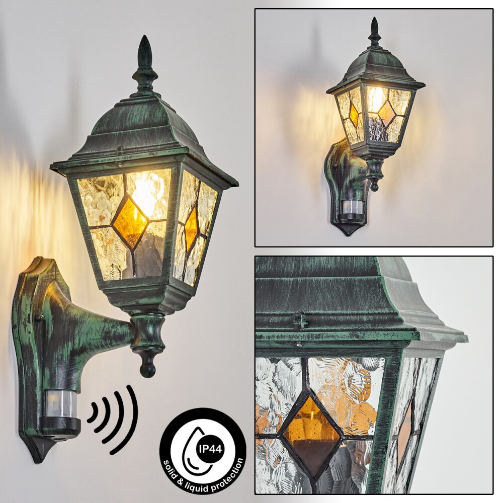 Naofe vägglampa utomhus, Vägglampa Grön, Svart, 1-ljuskällor, Rörelsedetektor main product photo