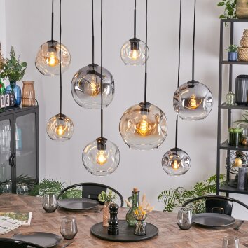 Ripoll Pendellampa, kullampa, Pendelbelysning Amber, Klart, Rökfärger, 8-ljuskällor