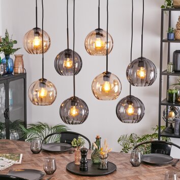 Koyoto Pendellampa, kullampa, Pendelbelysning Amber, Rökfärger, 8-ljuskällor