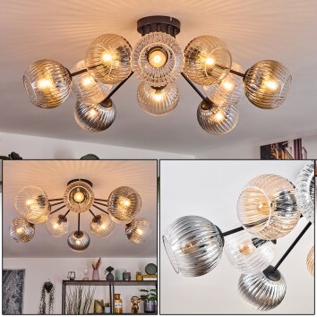 Koyoto Taklampa, kullampa 81 cm Amber, Klart, Rökfärger, 10-ljuskällor