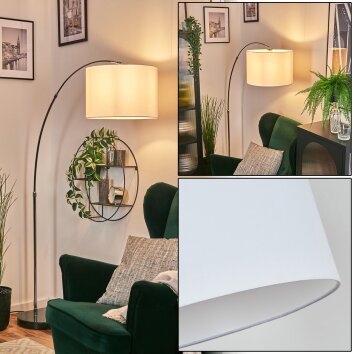 Bassagoda Golvlampa, Båglampor Krom, Svart, 1-ljuskällor, Tygskärm