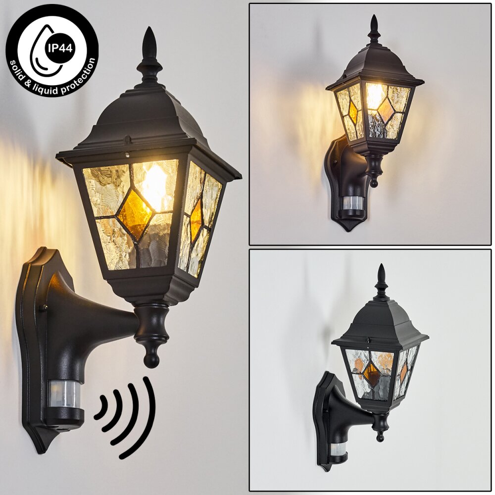Naofe vägglampa utomhus, Vägglampa Svart, 1-ljuskällor, Rörelsedetektor main product photo
