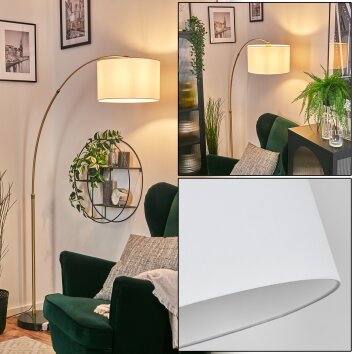 Bassagoda Golvlampa, Båglampor Mässing, Svart, 1-ljuskällor, Tyg-lampskärm