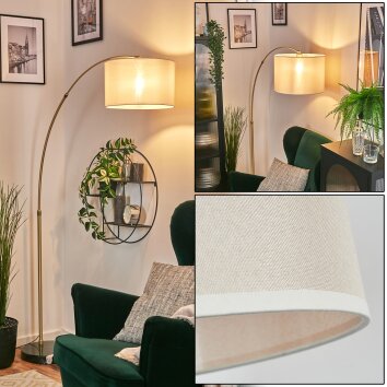 Bassagoda Golvlampa, Båglampor Mässing, Svart, 1-ljuskällor, Tygskärm