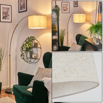 Bassagoda Golvlampa, Båglampor Mässing, Svart, 1-ljuskällor, Tygskärm