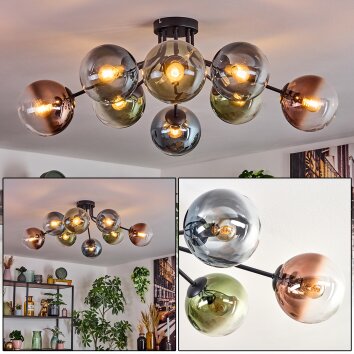 Gastor Taklampa, kullampa 87 cm Blå, Grön, Klart, Kopparfärg, 8-ljuskällor Gastor Taklampa, kullampa 87 cm Blå, Grön, Klart, Kopparfärg, 8-ljuskällor