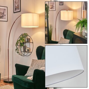 Bassagoda Golvlampa, Båglampor Kopparfärg, Svart, 1-ljuskällor, Tygskärm